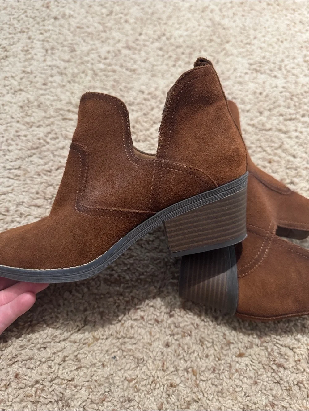 Sonoma Brown Suede Cutout Ankle Booties